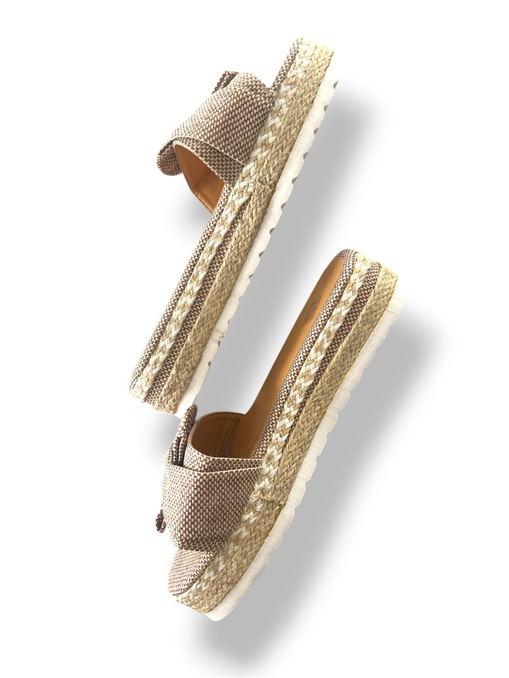 Neutral Ruffle Slide Sandals - Picture 2 of 3